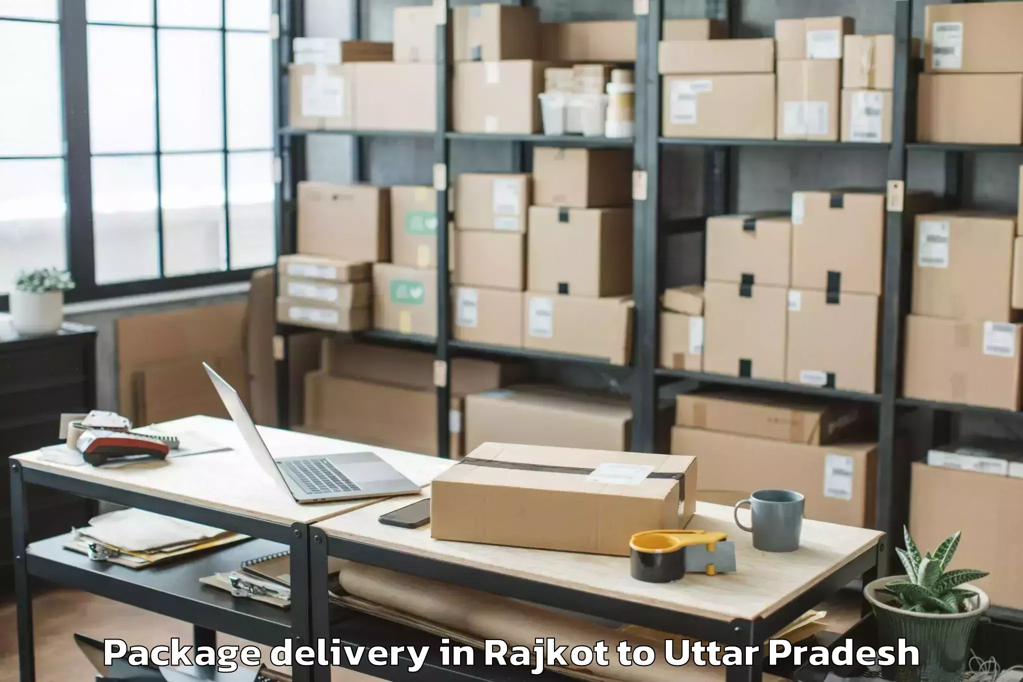 Professional Rajkot to Kaptanganj Package Delivery